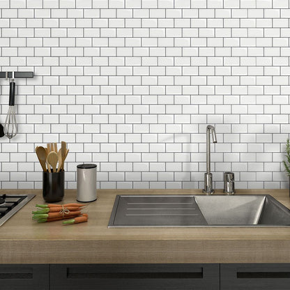 Skorter | 12"x 12" Resin Mosaic Tiles Square Self-Adhesive Tiles for Backsplash & Wall Tile