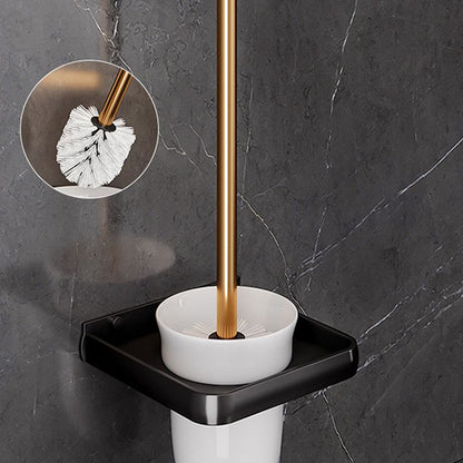 Skorter | Black and Brass Bathroom Hardware Set Modern Stainless Steel Bathroom Shelf/Towel Holder/Paper Holder