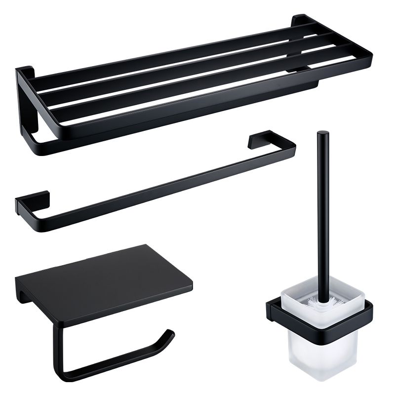 Skorter | Black Bathroom Accessories Hardware Set with Towel Bar and Bathroom Shelf