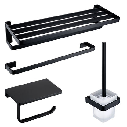 Skorter | Black Bathroom Accessories Hardware Set with Towel Bar and Bathroom Shelf