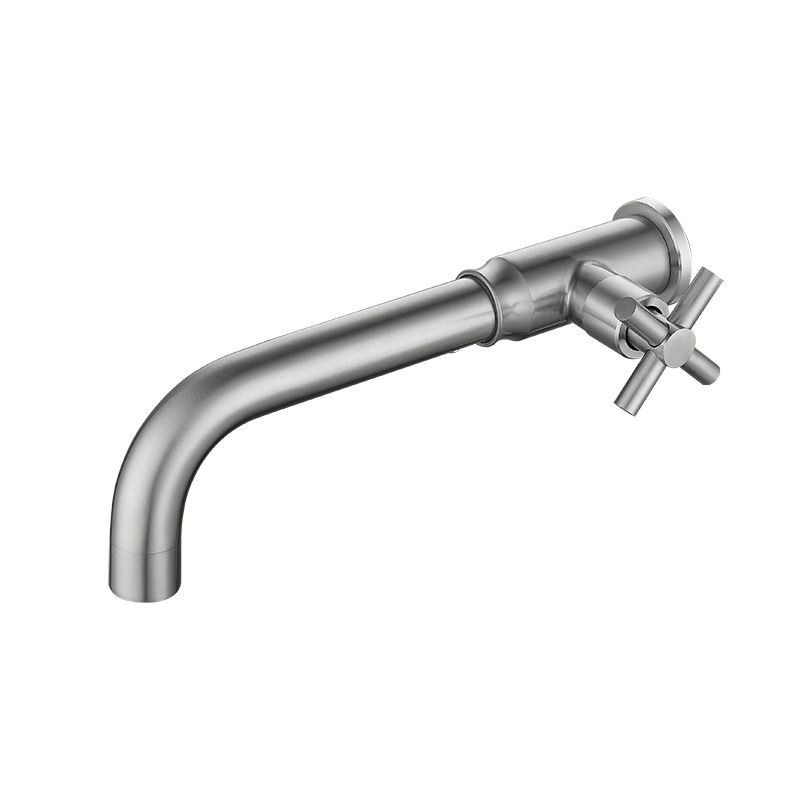 Skorter | Contemporary Vessel Water Faucet Stainless Steel Cross Handles Wall Mounted Bathroom Faucet