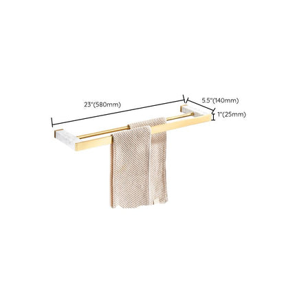 Skorter | Brushed Brass Bathroom Accessory Set Metal & Marble Bathroom Hardware Set with Bathtub Shelf