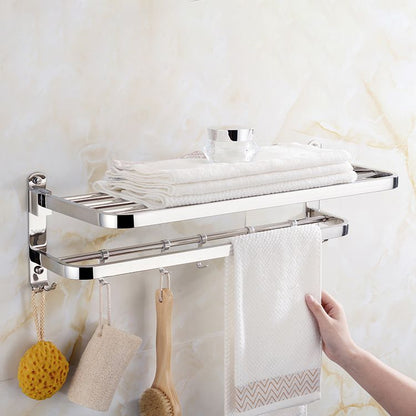 Skorter | Contemporary bathroom accessory set made of chrome-plated stainless steel with bathrobe hooks/towel rail