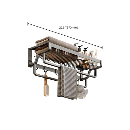 Skorter | Aluminium modern bathroom accessory set polished grey bathroom shelf/toilet paper holder/robe hooks