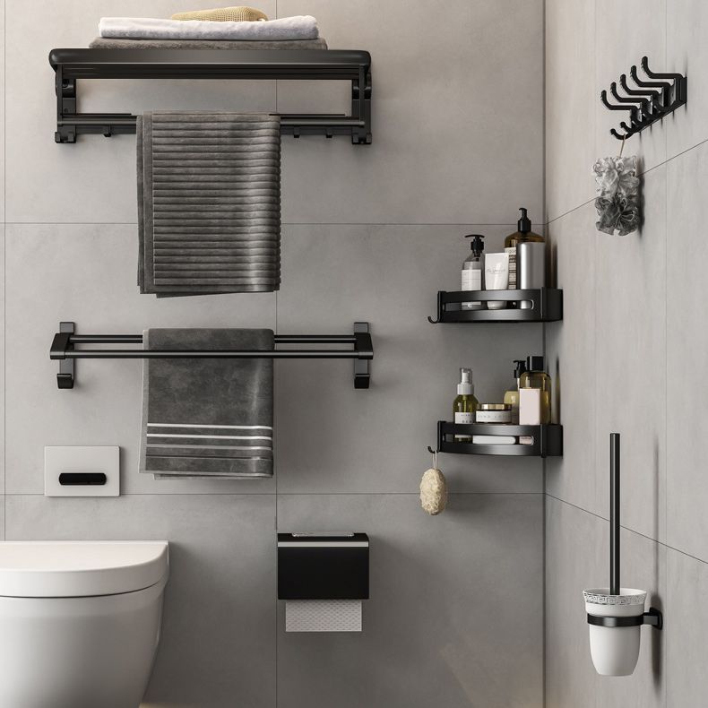 Skorter | Contemporary Bathroom Accessory Set Matte Black Bathroom Set with Bathrobe Hooks/Towel Bar