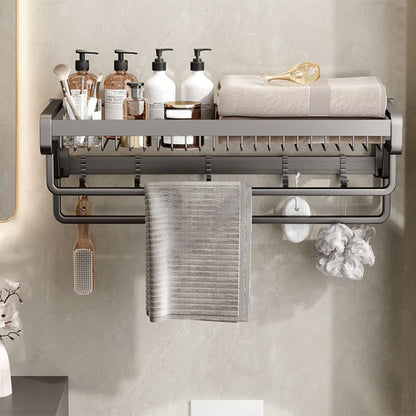 Skorter | Contemporary bathroom accessory set made of matte stainless steel-aluminum with bathrobe hook/towel rail