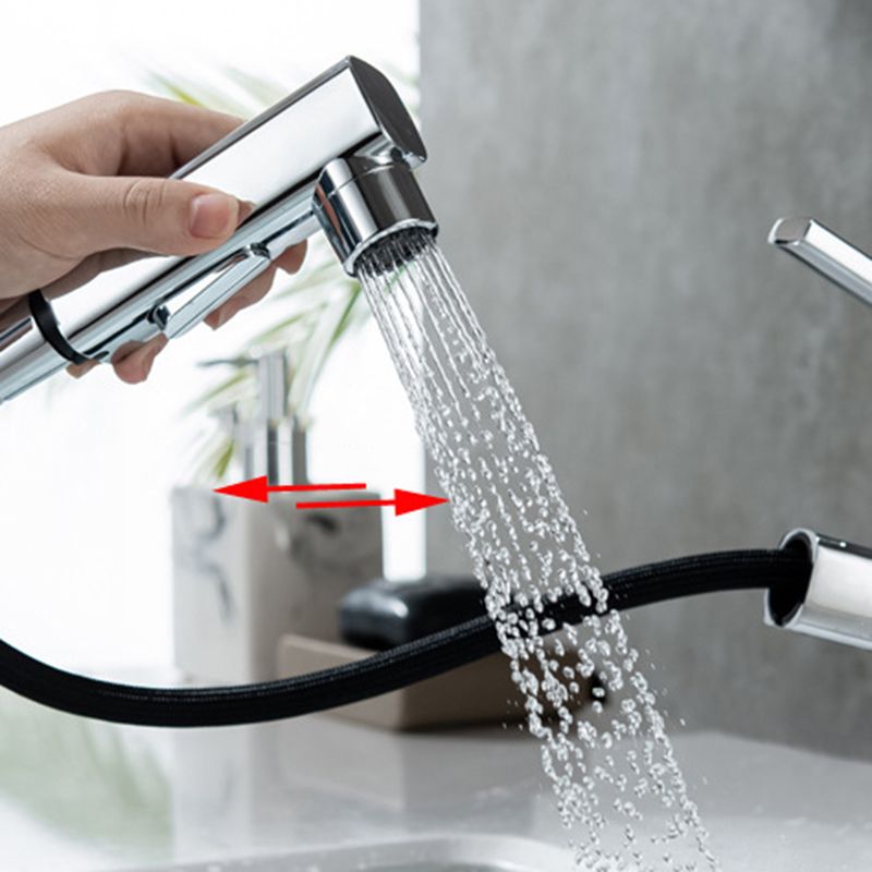 Skorter | Contemporary Vessel Sink Faucet Copper Single Handle Low Arc Pull Down Vessel Faucet