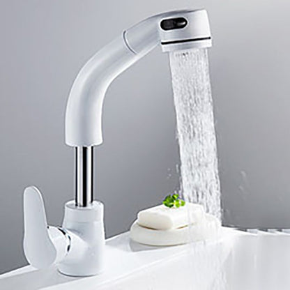 Skorter | Vessel Sink Bathroom Faucet with Swivel Spout Single Handle Faucet with Pull-Out Spray