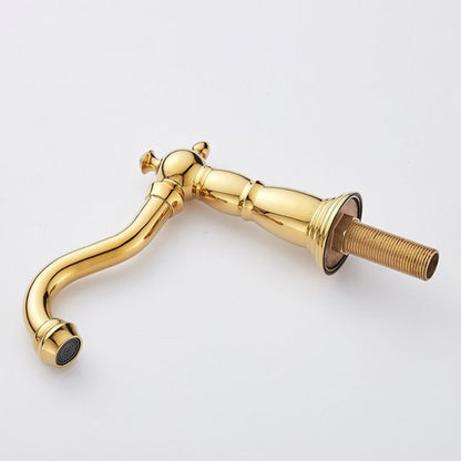 Skorter | European Style Widespread Basin Mixer Brass 2 Handle Bathroom Vessel Mixer with Hoses