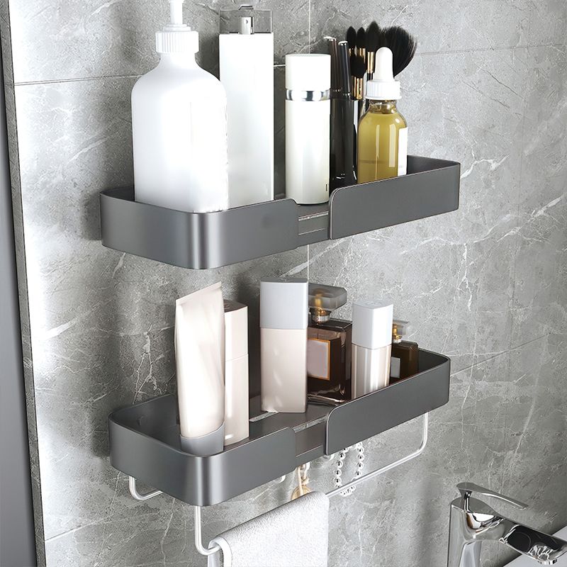 Skorter | 3-piece modern bathroom hardware set aluminum bathroom shelf in gray