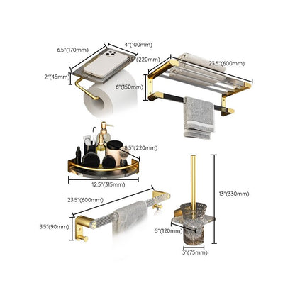 Skorter | 6-piece bathroom accessory set made of gold-colored metal bathroom hardware set