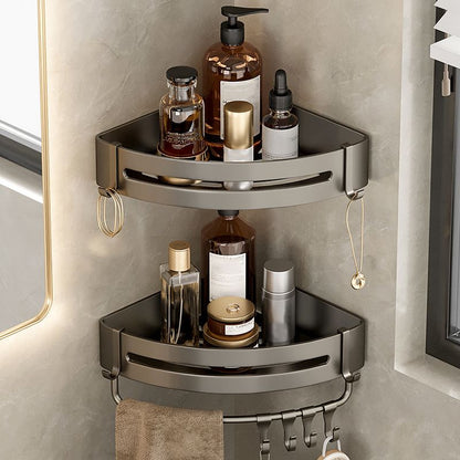 Skorter | Contemporary Aluminum Bathroom Accessories Set Gray Bath Shelf