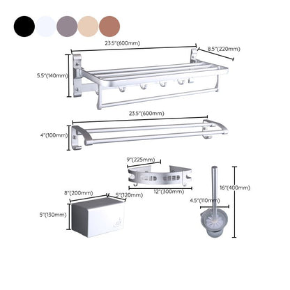 Skorter | 6-piece modern bathroom hardware set made of aluminum with towel holder/paper holder