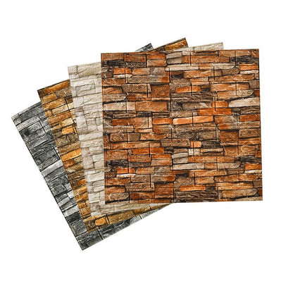 Skorter | Country House Wall Shelf 3D Brick Living Room Wall Panel Set of 2