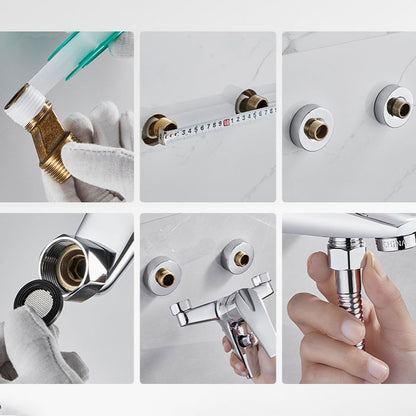 Skorter | Contemporary Wall Mounted Bathroom Faucet Lever Handles 2-Hole Faucet Brass Faucet