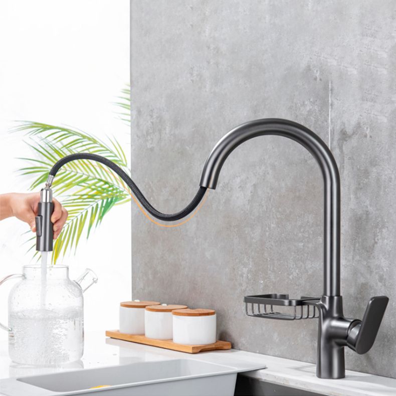 Skorter | Goose Neck Kitchen Sink Faucet Three-Way Flow with Pull-Down Spray Head