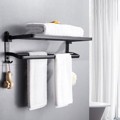 Skorter | Contemporary 8-piece Bathroom Accessory Set Matte Black Bathroom Shelf/Paper Holder/Towel Hook