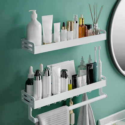 Skorter | 2-piece modern bathroom accessory set White rectangular wall shelf