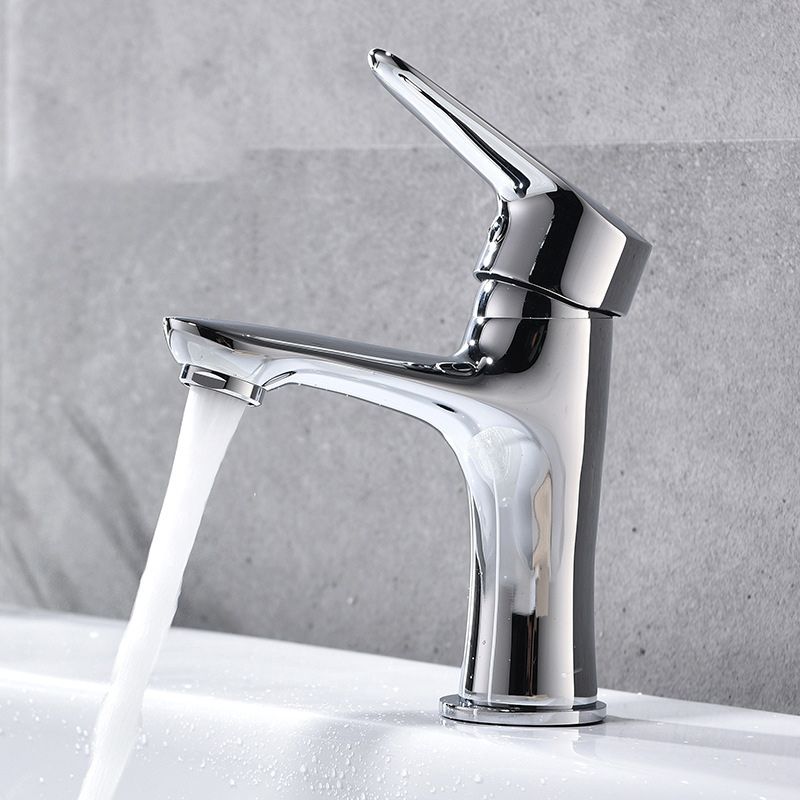 Skorter | Basic Metal Washbasin Faucet Silver Bathroom Faucet with Lever Handle