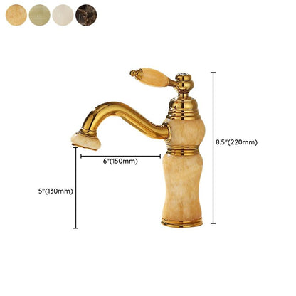 Skorter | Deck Mounted Copper Tub Faucet Low Arc Roman Tub Faucet Set with Jade
