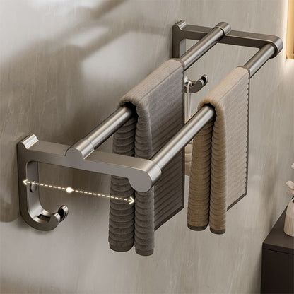 Skorter | Contemporary bathroom accessory set made of matte stainless steel-aluminum with bathrobe hook/towel rail