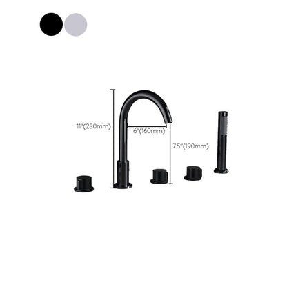 Skorter | Contemporary Bathroom Faucet Deck Mount Copper Low Arc Swivel Roman Bathtub Faucet Set