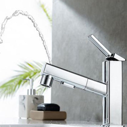 Skorter | Contemporary Vessel Sink Faucet Copper Single Handle Low Arc Pull Down Vessel Faucet