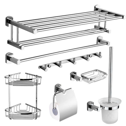 Skorter | Contemporary Bathroom Accessories Hardware Set in Silver Metal