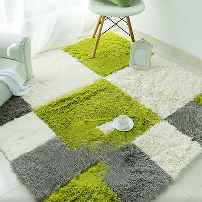 Skorter | Basic carpet tiles solid color long pile square bedroom carpet tiles