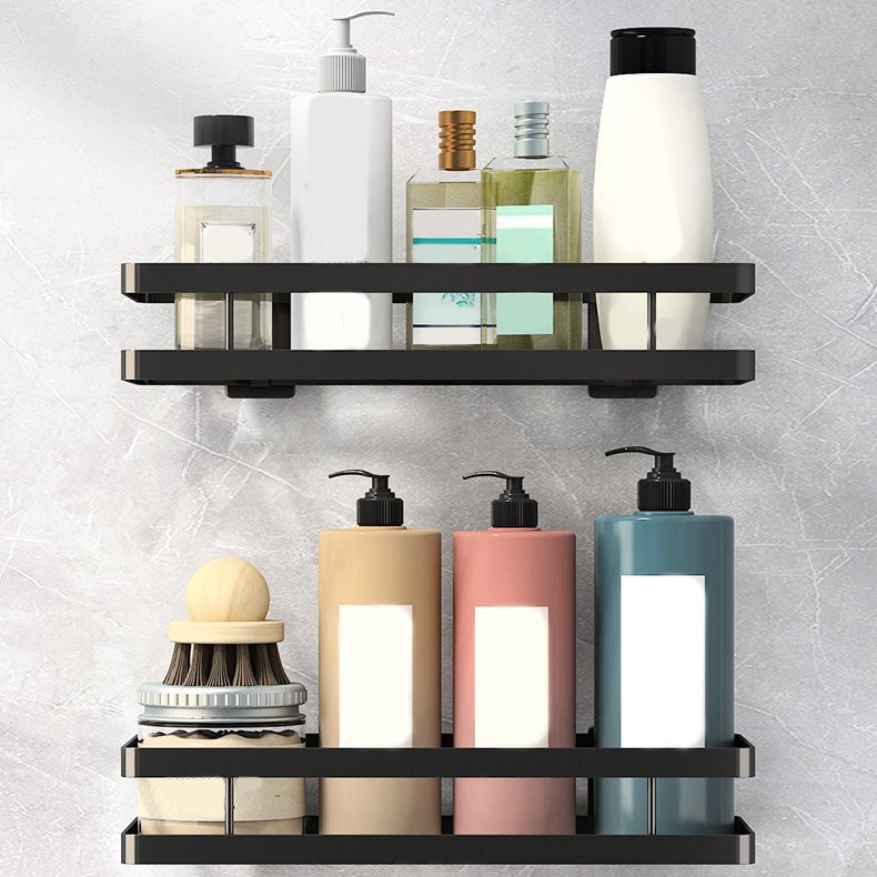 Skorter | 2-piece bathroom shelf made of matte black metal bathroom hardware set