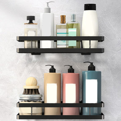 Skorter | 2-piece bathroom shelf made of matte black metal bathroom hardware set
