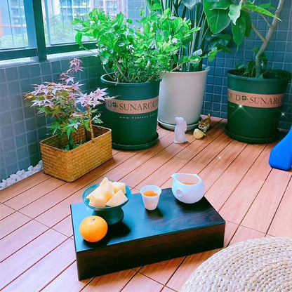 Skorter | 4-Slat Wood Deck/Patio Floor Tiles Interlocking Installation Floor Tiles