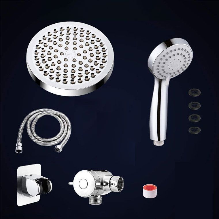 Skorter | 4-Setting Silver Shower Set Concealed Wall Mount Holder Tee with Outlet
