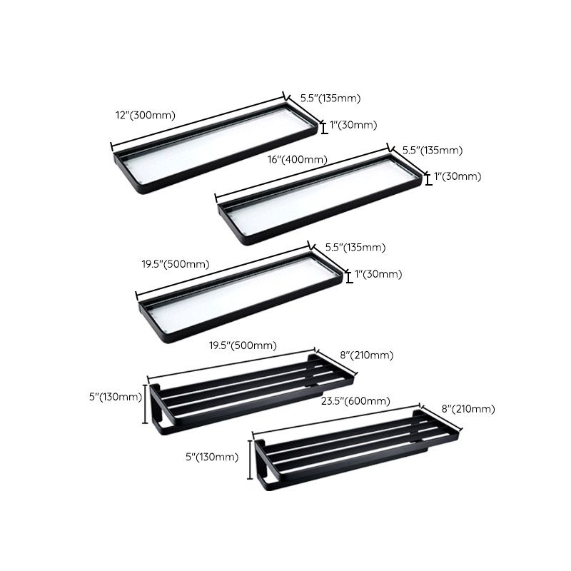 Skorter | Black Bathroom Accessories Hardware Set with Towel Rail and Bath Shelf