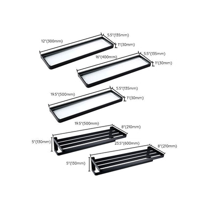 Skorter | Black Bathroom Accessories Hardware Set with Towel Rail and Bath Shelf