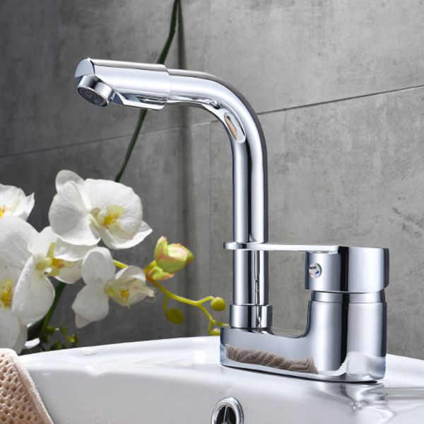 Skorter | Chrome round wash basin faucet with swivel spout for the bathroom