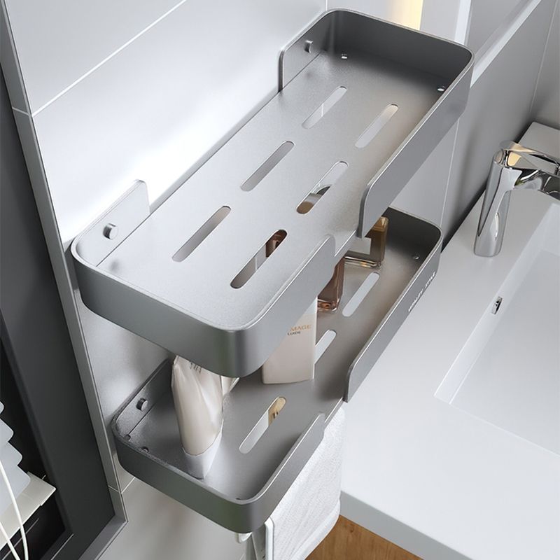 Skorter | 3-piece modern bathroom hardware set aluminum bathroom shelf in gray