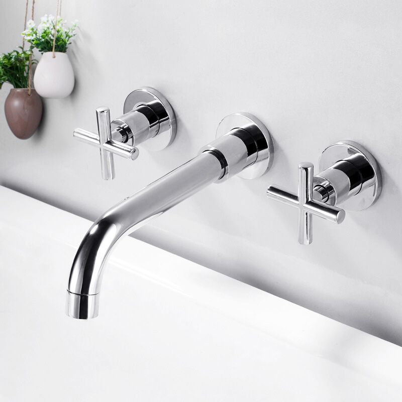 Skorter | 3 holes faucet 2 cross handle wall-mounted faucet for the bathroom
