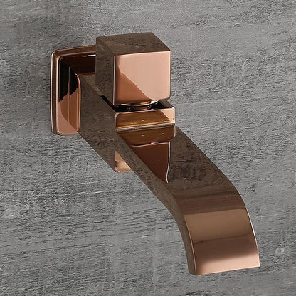 Skorter | Contemporary Wall Mounted Bathroom Faucet Handle Knob Solid Brass Square Faucet