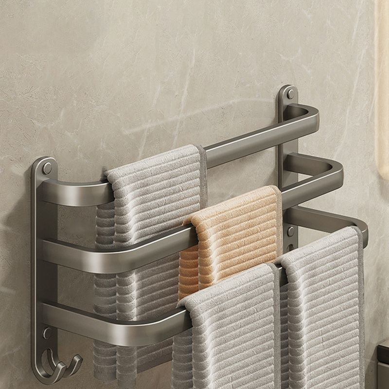 Skorter | 2-piece modern bathroom accessory set in matte grey aluminum towel rail