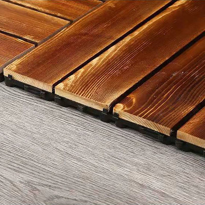 Skorter | 4-Slat Wood Floor Tiles Interlocking Installation Floor Tiles