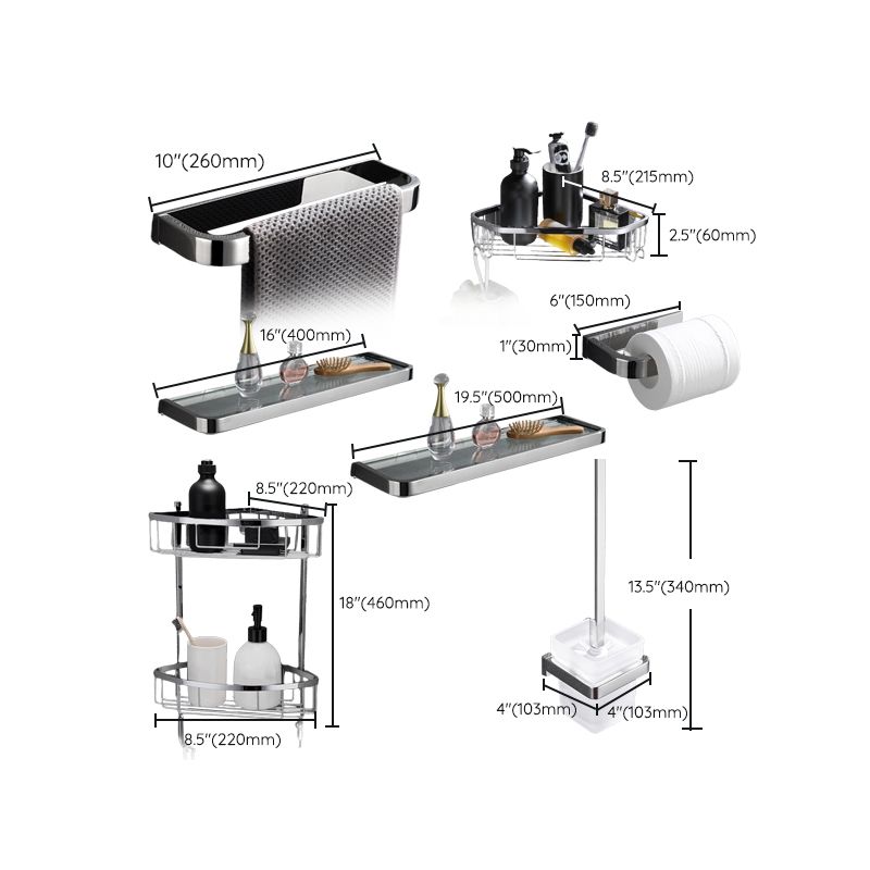 Skorter | 5-piece modern bathroom accessories as single item or in set Polished chrome bathroom set