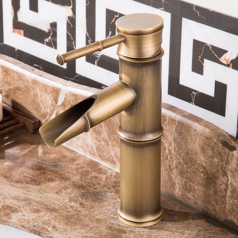 Skorter | Country House Vessel Faucet Brass Lever Handles Waterfall Spout Basin Faucet