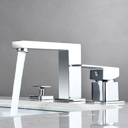 Skorter | Contemporary Bath Faucet Trim Deck Mounted Low Arc Bathroom Faucet