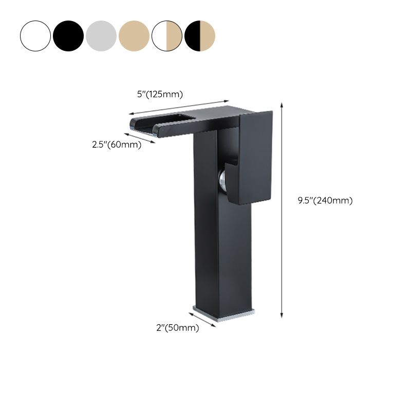 Skorter | Waterfall basin mixer tap square lever handle with LED three-color light