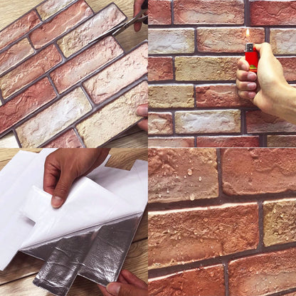 Skorter | Artificial Brick Wall Panel Country House Style Simple Living Living Room Panel Wall (5-Pack)