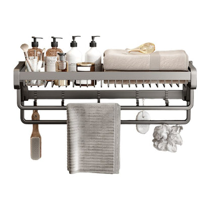 Skorter | Contemporary bathroom accessory set made of matte stainless steel-aluminum with bathrobe hook/towel rail