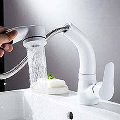 Skorter | Vessel Sink Bathroom Faucet with Swivel Spout Single Handle Faucet with Pull-Out Spray