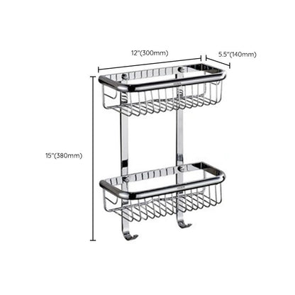 Skorter | Polished Chrome Modern Bathroom Accessory Set Silver Towel Holder/Bath Shelf