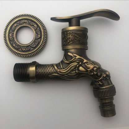 Skorter | Vintage Classic Sink Faucet Zinc Single Handle Dragon Embossing Wall Mounted Faucet